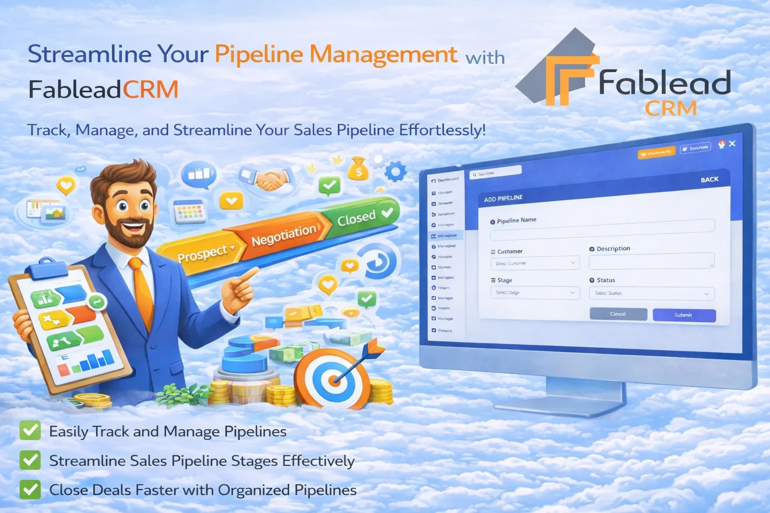 Fablead Technolabs CRM pipeline management dashboard