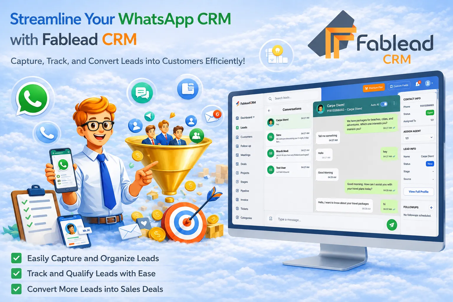 Fablead Technolabs Whatsapp chats management dashboard