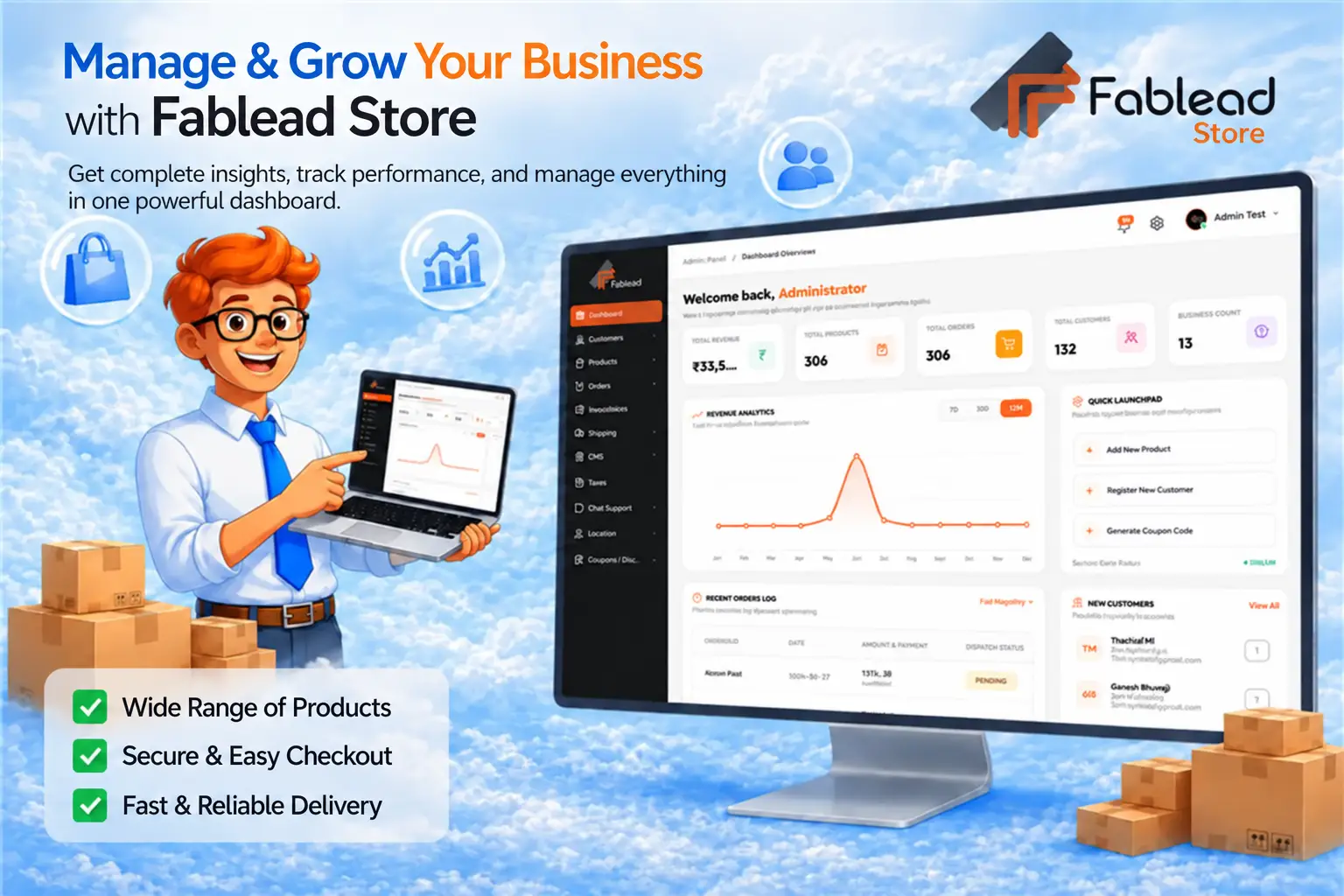 Fablead Technolabs ecommerce admin dashboard