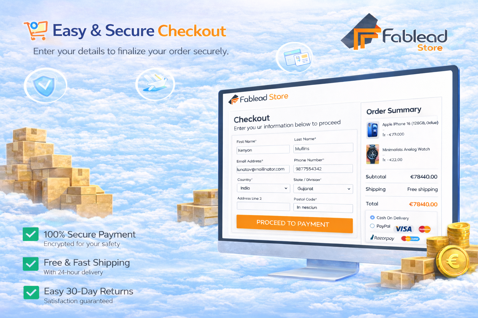 Fablead Technolabs ecommerce checkout page