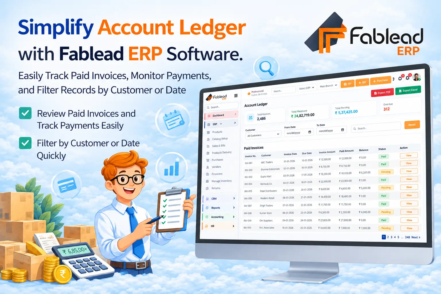 Fablead Technolabs expense list management page