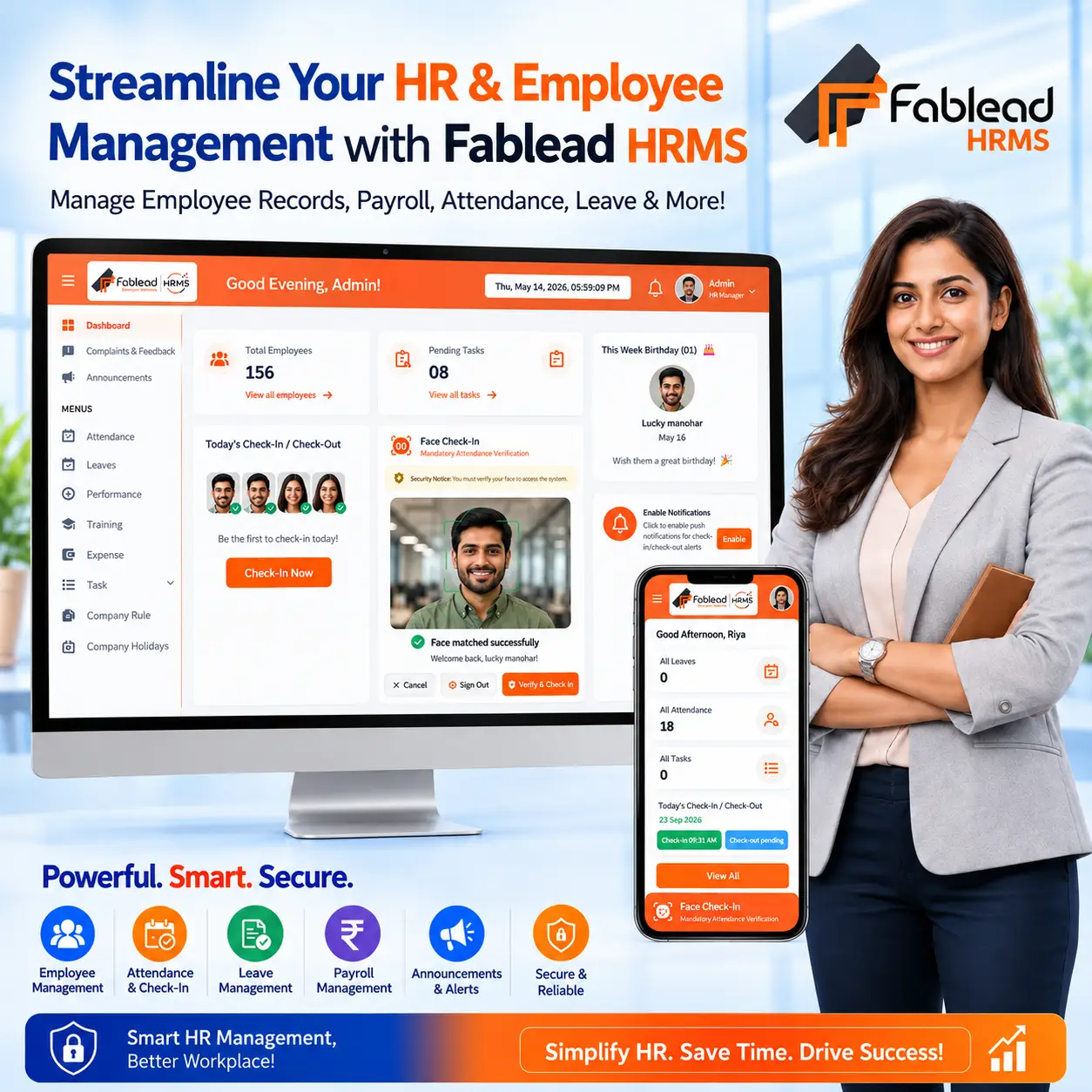 Fablead Technolabs HRMS employee management dashboard