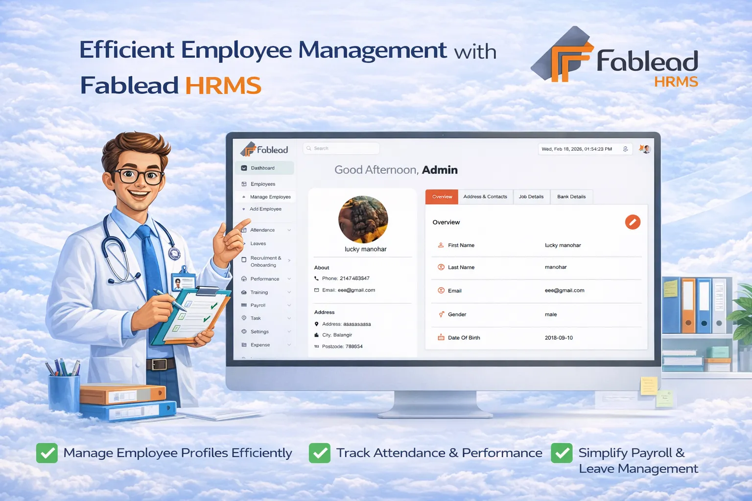 Fablead Technolabs HRMS employee management dashboard