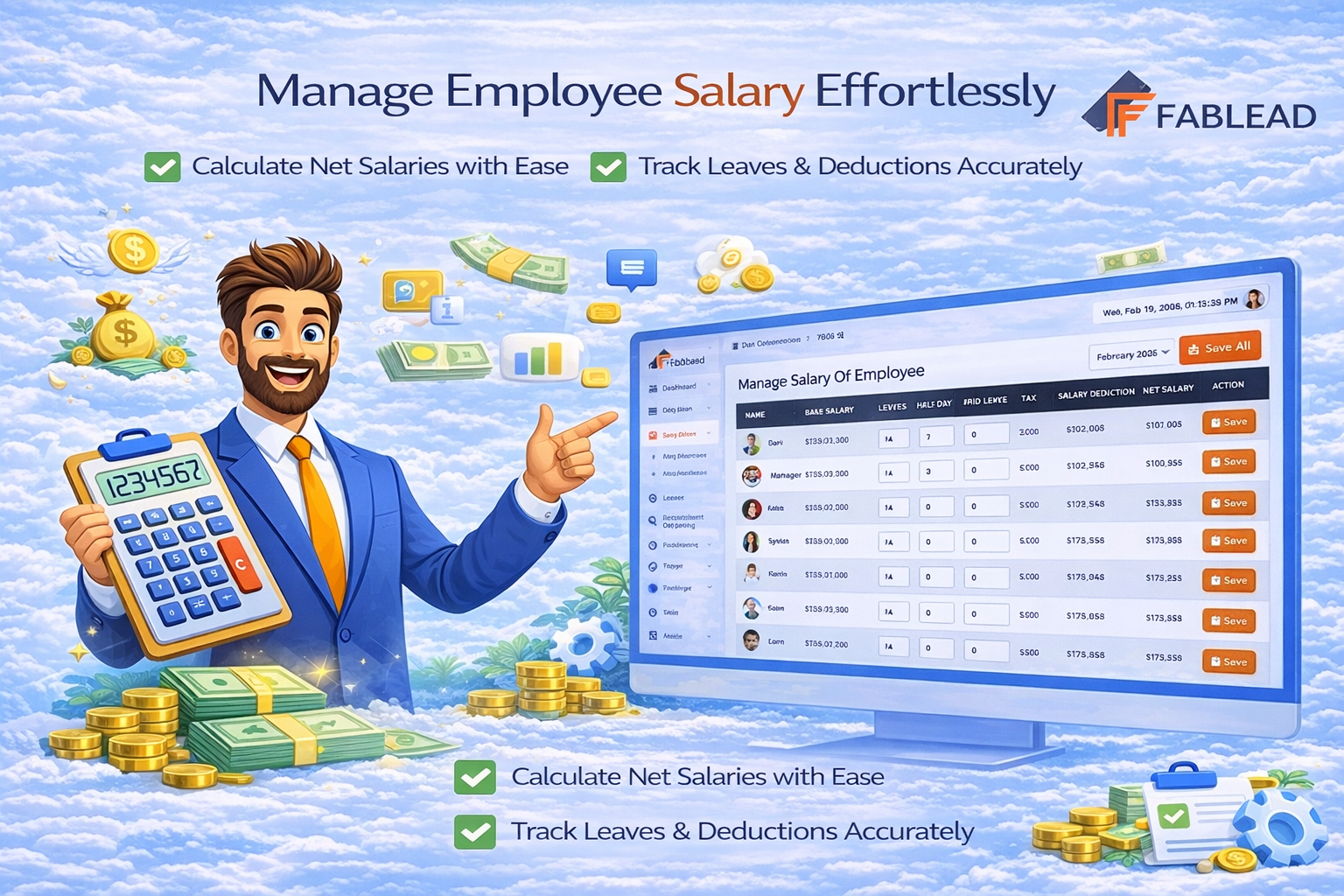 Fablead Technolabs HRMS payroll management page