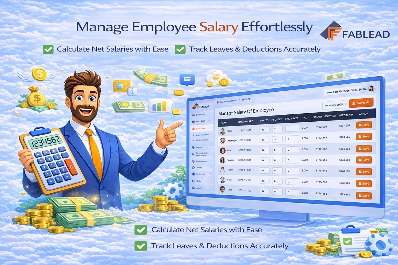 Fablead Technolabs HRMS payroll management page