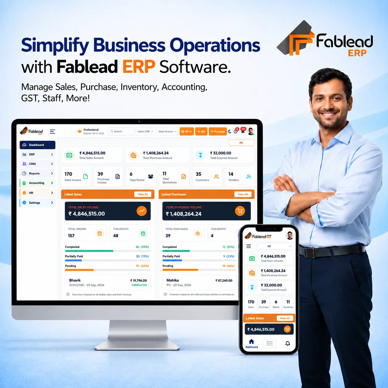Fablead Technolabs inventory billing software dashboard