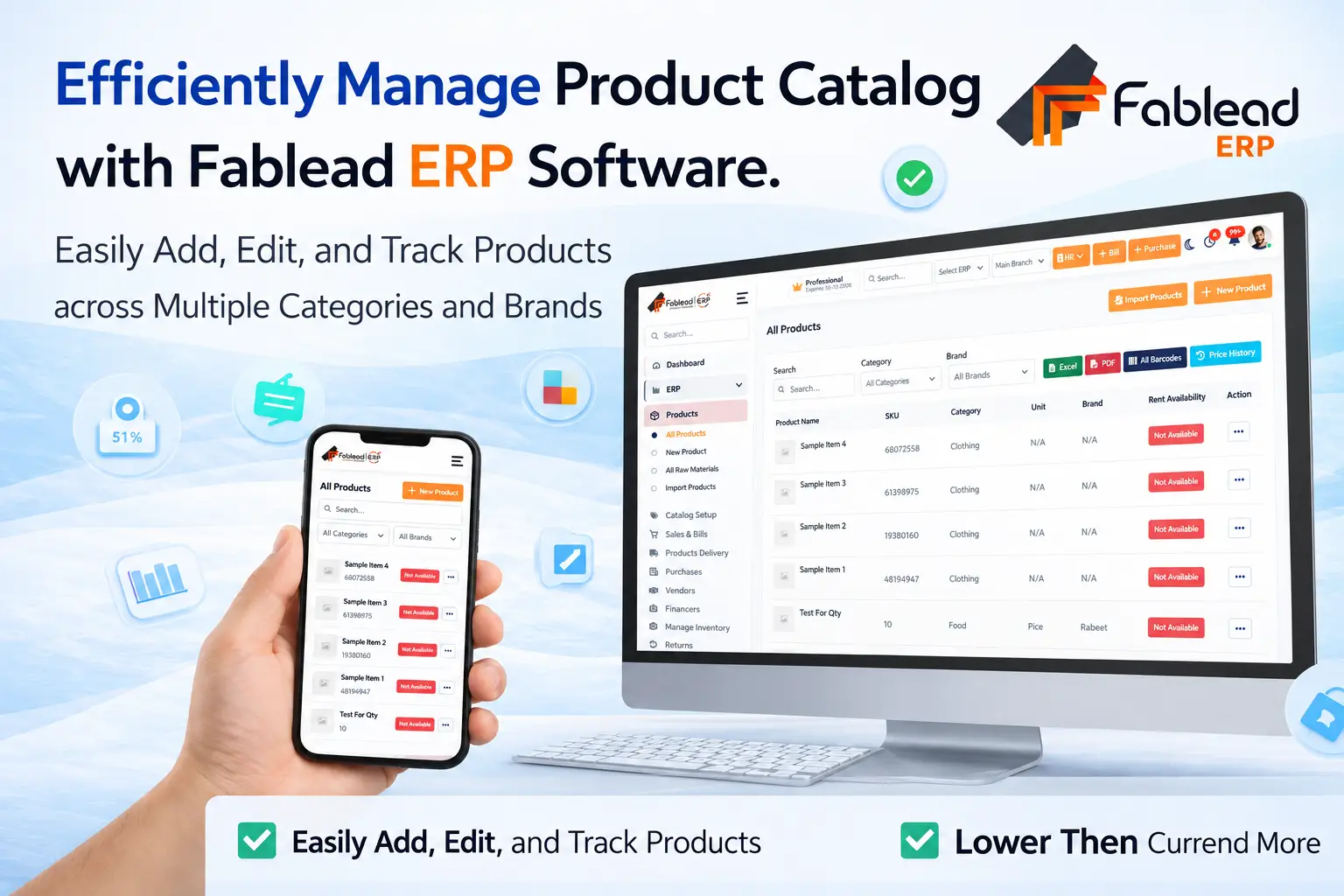 Fablead Technolabs inventory and billing dashboard