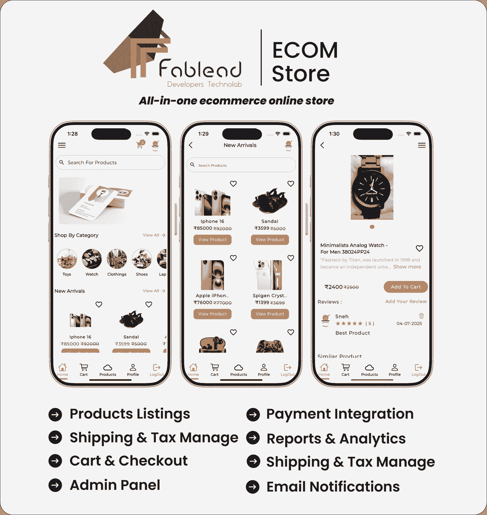 Fablead Technolabs ecommerce mobile app screen