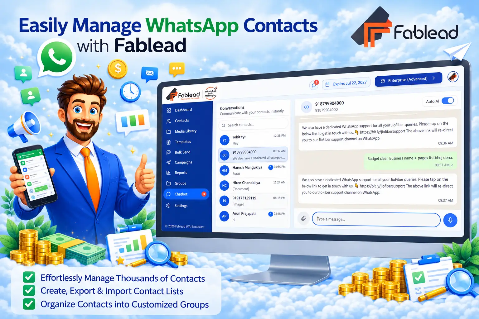 Fablead Technolabs WhatsApp bulk messaging sender feature