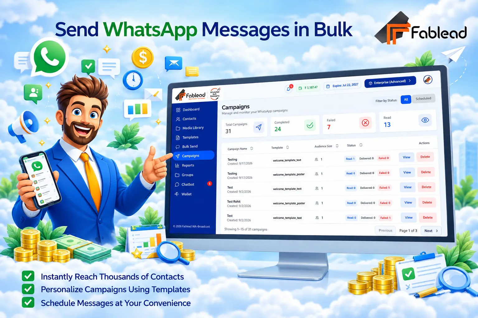 Fablead Technolabs WhatsApp bulk messaging sender feature