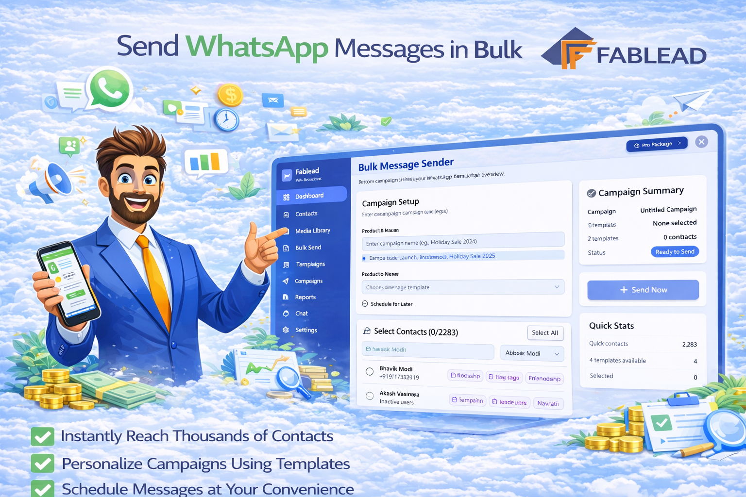 Fablead Technolabs WhatsApp bulk messaging sender feature