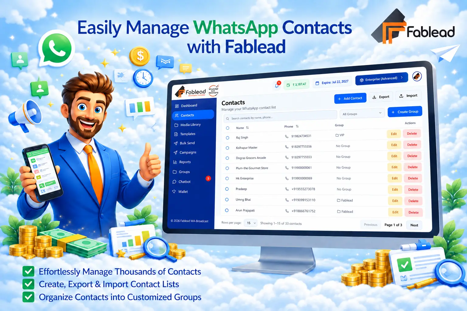 Fablead Technolabs WhatsApp contact management feature